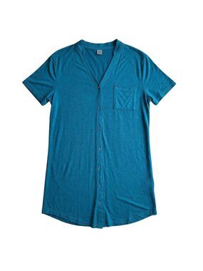 NWT | Gertisan Teal Blue Short Sleeve Button-Front Nightgown | Sleepwear | S